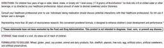BrainSustain kids nutrition panel shows 6g protein per serving for energy.