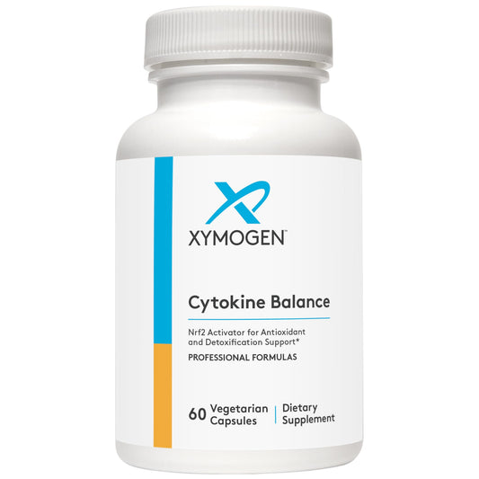 XYMOGEN Cytokine Balance bottle front showing antioxidant support for daily resilience