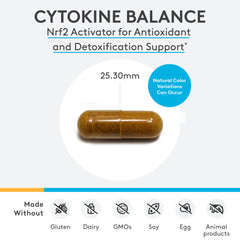 XYMOGEN Cytokine Balance bottle label highlighting detox pathways in a clean design