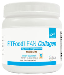 XYMOGEN FIT Food Lean Collagen Mocha Latte scoop for quick mixing and muscle recovery support