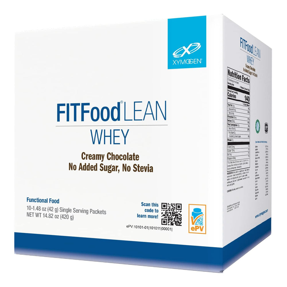 XYMOGEN FIT Lean Food Whey packaging showing premium whey protein for recovery.