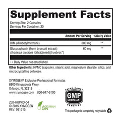 XYMOGEN Hormone Protect bottle back label with nutrition facts for informed supplement choices.
