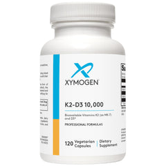 XYMOGEN K2-D3 10000 bottle showing high-potency D3 MK-7 for daily bone support.