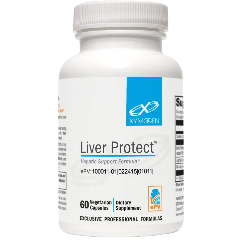 XYMOGEN Liver Protect bottle front showing capsules for daily liver support.