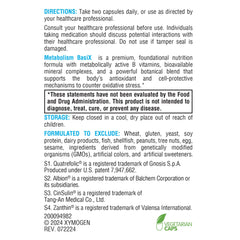 Xymogen Metabolism Basix detox panel closeup showing phytonutrient blend.