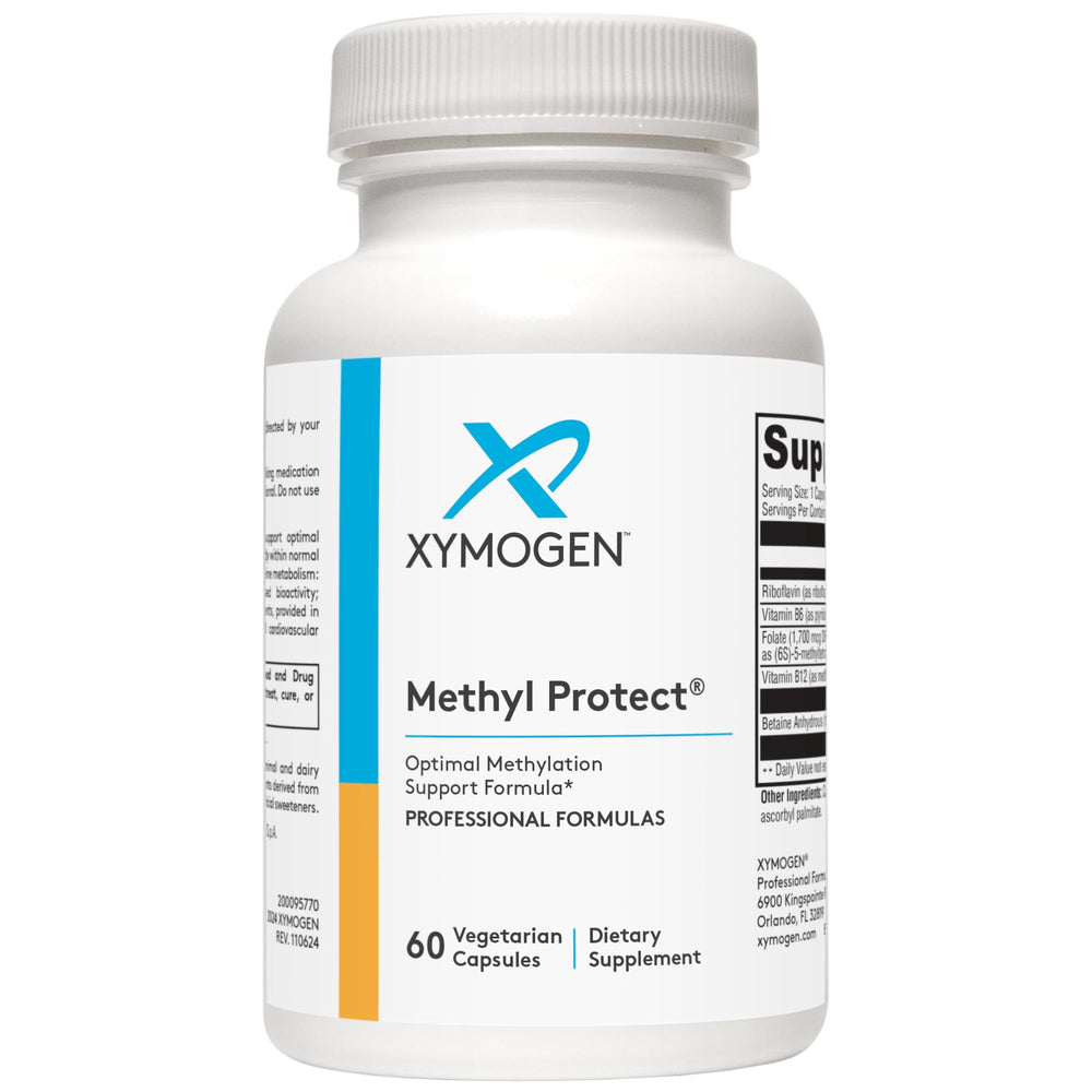 XYMOGEN Methyl Protect product box packaging highlights clean ingredients and allergen-free claims