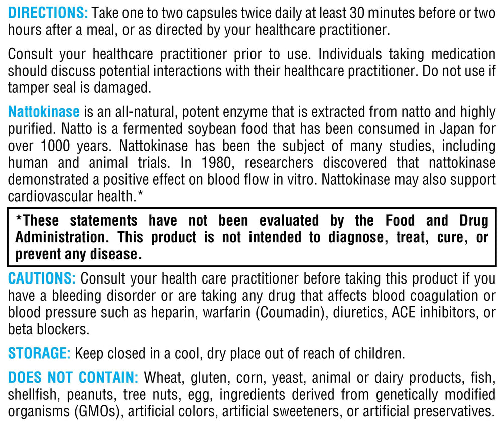 XYMOGEN Nattokinase ingredient panel with purified nattokinase enzyme