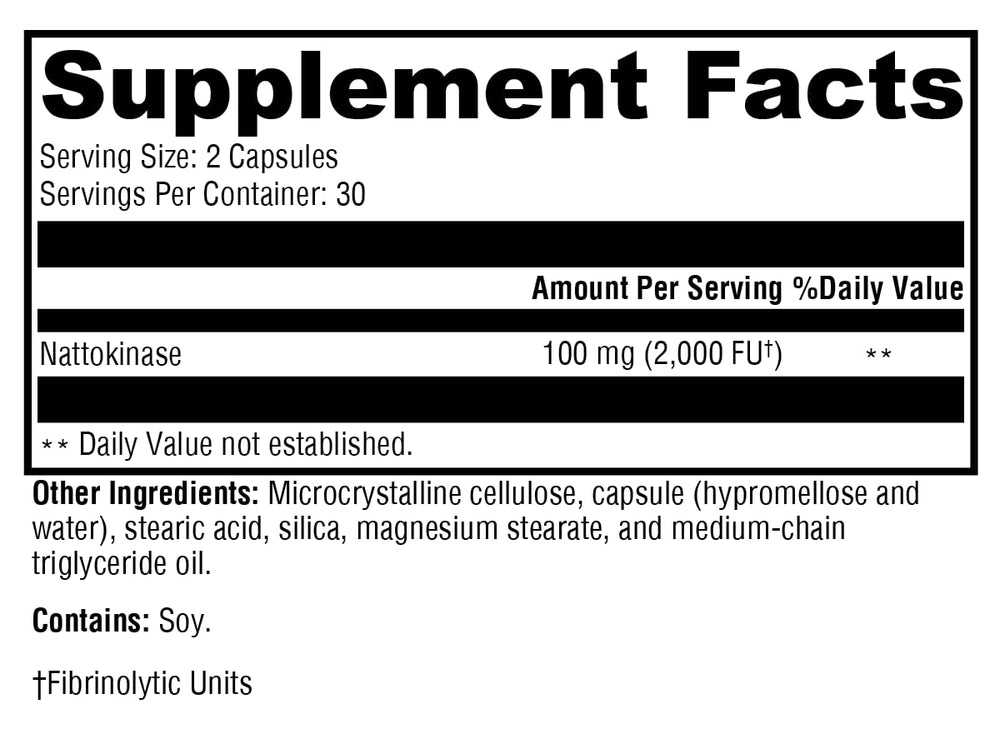 Ingredient panel confirms gluten-free and vegan status for XYMOGEN nattokinase.
