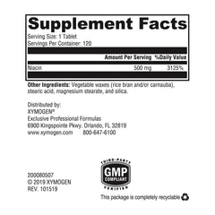 XYMOGEN NiaVasc 750 bottle side view shows allergen-free formulation