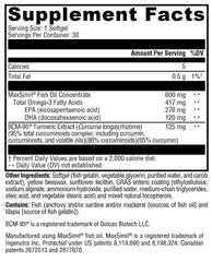 Close-up of Xymogen Omega MonoPure Curcumin EC softgels for easy daily use