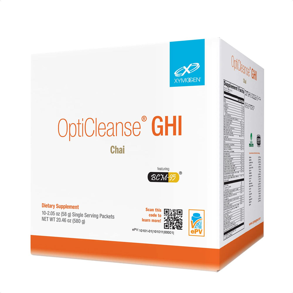 XYMOGEN OptiCleanse GHI Detox tub showcasing vegan protein blend for gentle detox