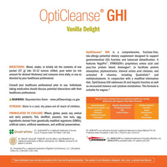 Xymogen OptiCleanse GHI plant-protein blend graphic highlights pea and rice protein.
