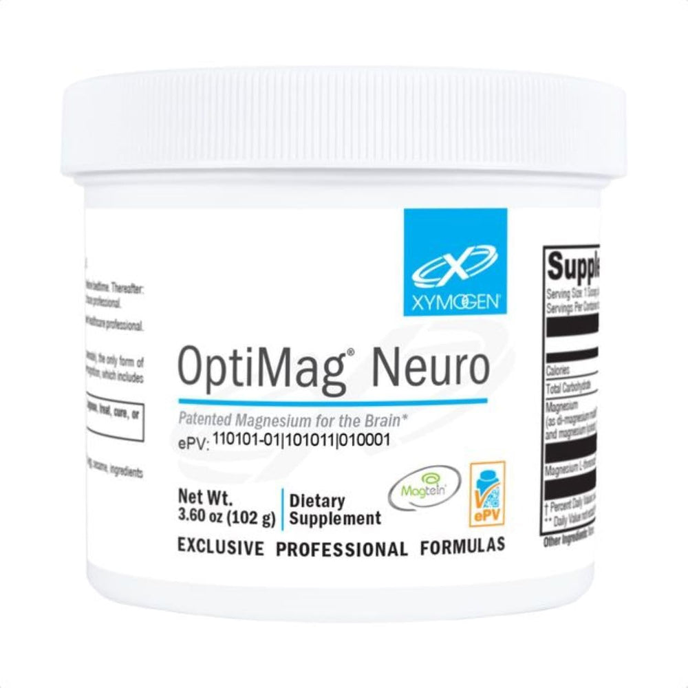 Xymogen OptiMag Neuro bottle on shelf signaling brain support