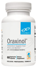 XYMOGEN Oraxinol bottle front highlighting vegan, gluten-free antioxidant support.