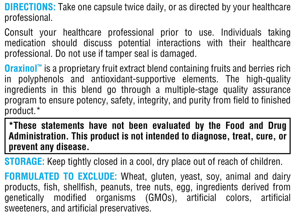 XYMOGEN Oraxinol ingredients blueberry close-up highlighting polyphenol-rich antioxidants.