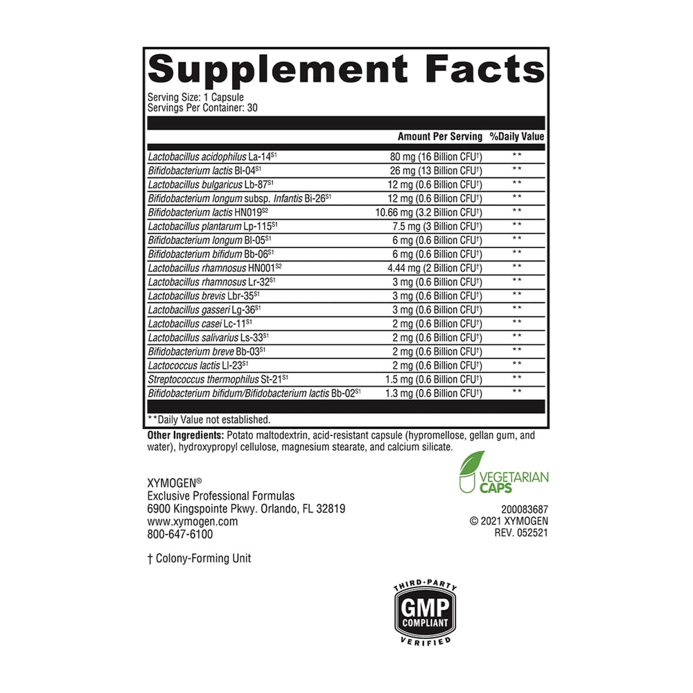 Close-up of ProbioMax Complete capsules highlighting GI-friendly, identity-verified strains.