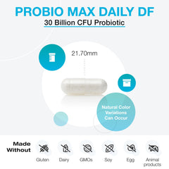 Xymogen ProbioMax Daily 30B capsules inside view showing small vegetarian capsules