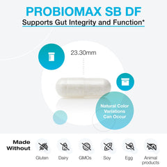 XYMOGEN ProbioMax Sb 35B label graphic highlighting four strains.