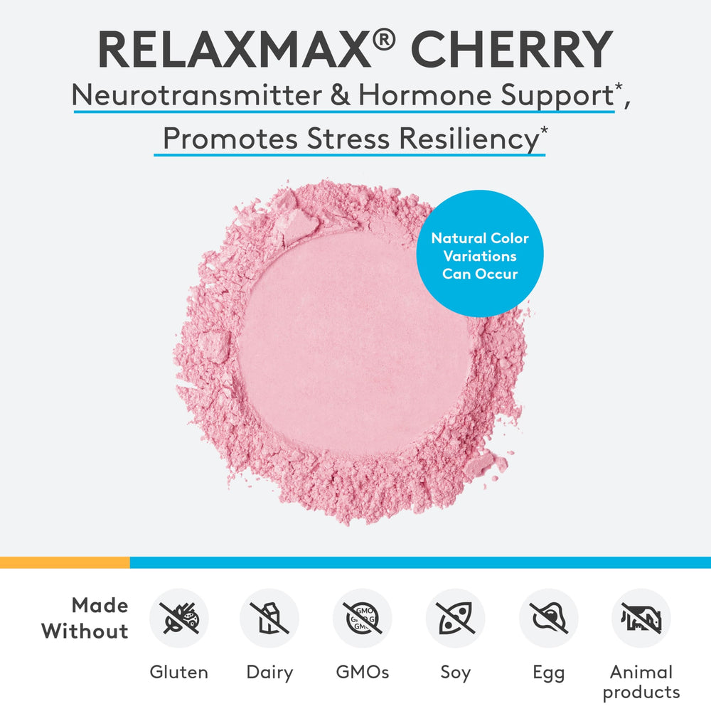 RelaxMax cherry drink dissolving in water for a refreshing mood support