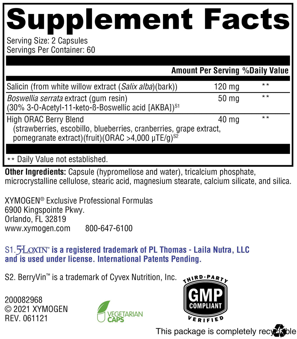 Closeup of XYMOGEN Saloxicin capsules for easy daily use.