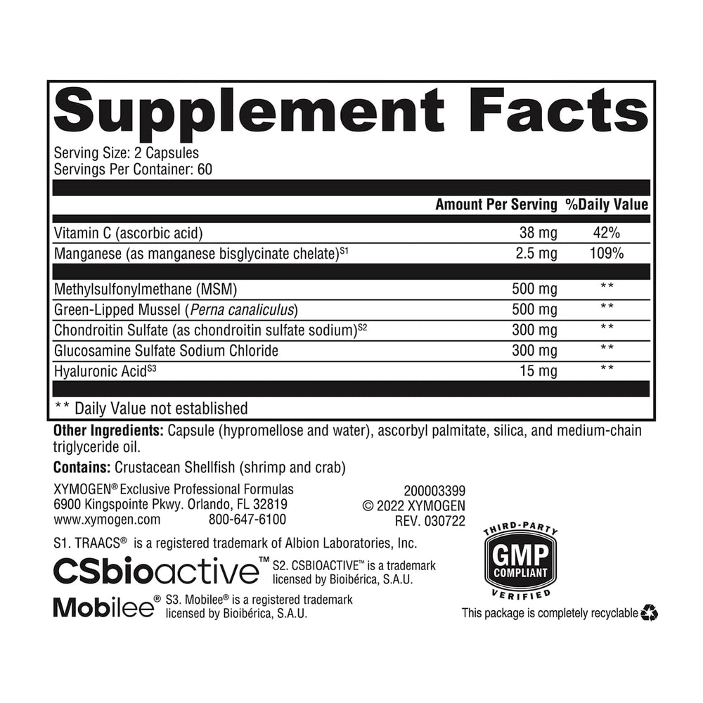 XYMOGEN SynovX DJD capsules provide convenient daily use for joint comfort.