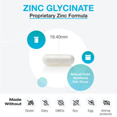 XYMOGEN zinc glycinate capsules on neutral background signaling premium absorption