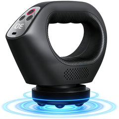 XYVIA 3D rotating massage gun front view showing deep tissue reach for shoulders