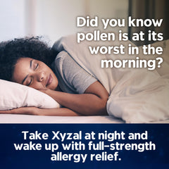 Xyzal patient sleeping peacefully after taking at night