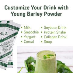 Yamakan antioxidant-rich kale juice graphic showing vibrant greens