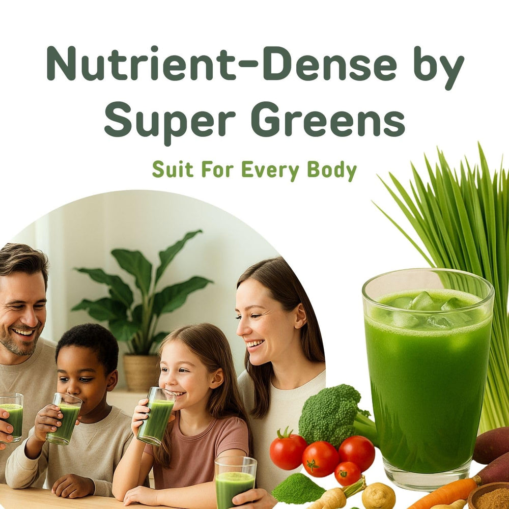 Yamakan Greens barley grass powder close-up shows vibrant green nutrition.