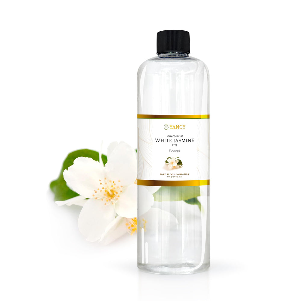 YANCY White Jasmine fragrance oil bottle for diffusers delivering a calming floral ambiance