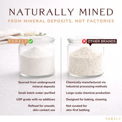 YARELI naturally mined baking soda powder ideal for gentle skin care and bath routines.