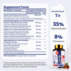Yasumako nine-in-one mushroom extract capsules in clean packaging