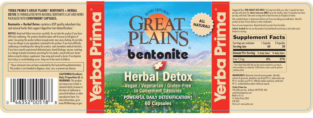 Close-up of Bentonite Clay Plus Herbal Detox capsules