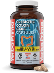 Yerba Prima Colon Care 400 caps bottle shows a value-size package for daily fiber routine.