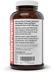 Yerba Prima Colon Care soluble and insoluble fiber depiction shows balanced fiber intake.