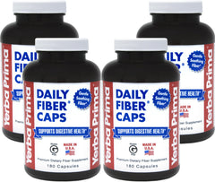 Yerba Prima Daily Fiber Caps bottle on kitchen counter for daily fiber support