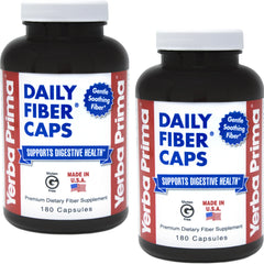 Yerba Prima Daily Fiber Formula bottle front view with vegan, gluten-free fiber support for regularity