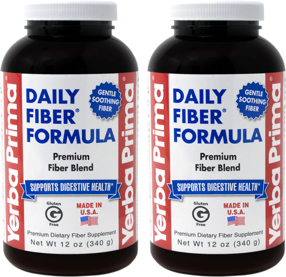 Yerba Prima Daily Fiber Formula powder in a tub for easy daily fiber support.