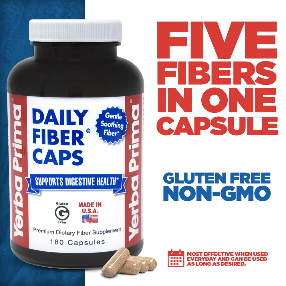 Yerba Prima Daily Fiber Formula psyllium husks image highlighting soluble fiber source benefits