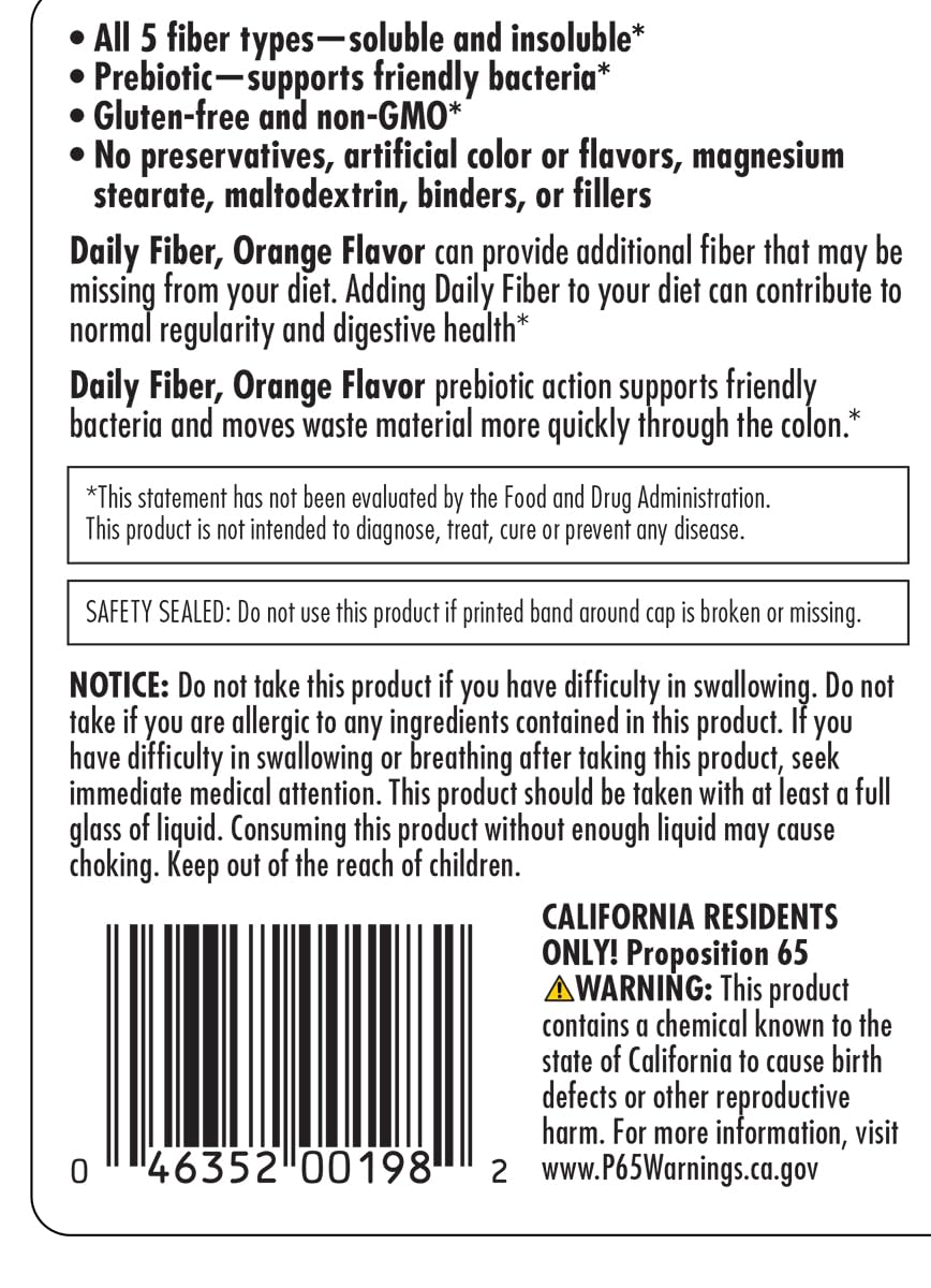 Yerba Prima Daily Fiber orange on kitchen counter suggests a simple daily routine.