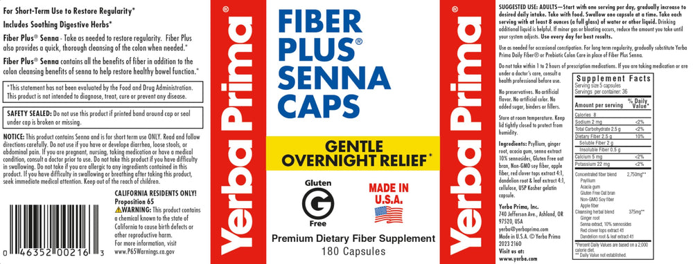 Illustration of five fiber types in Yerba Prima formula supporting regularity