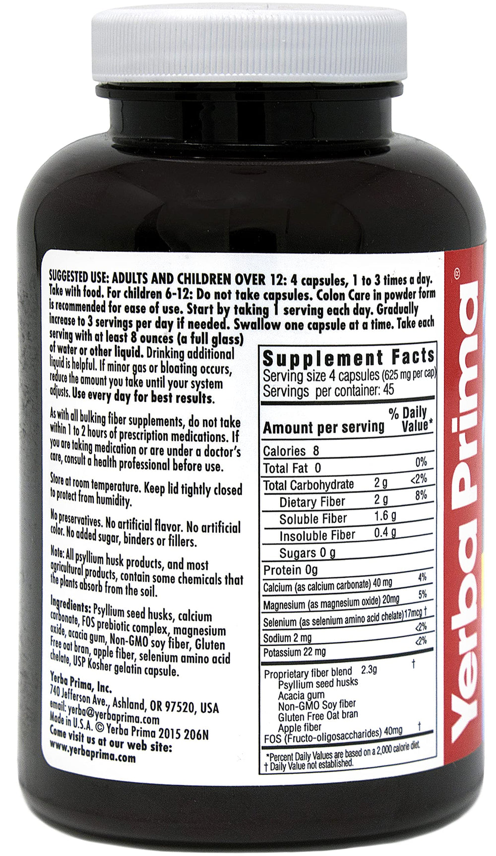 Yerba Prima gluten-free, non-GMO USA-made bottle with label