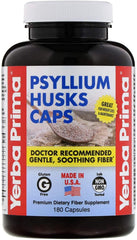 Ingredients panel highlights natural psyllium husks with no added sugar, binders, or fillers.