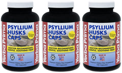 Yerba Prima Psyllium Husks Caps triple-pack for daily fiber support