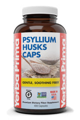 Yerba Prima Psyllium Husks Capsules — convenient daily fiber support for regularity.