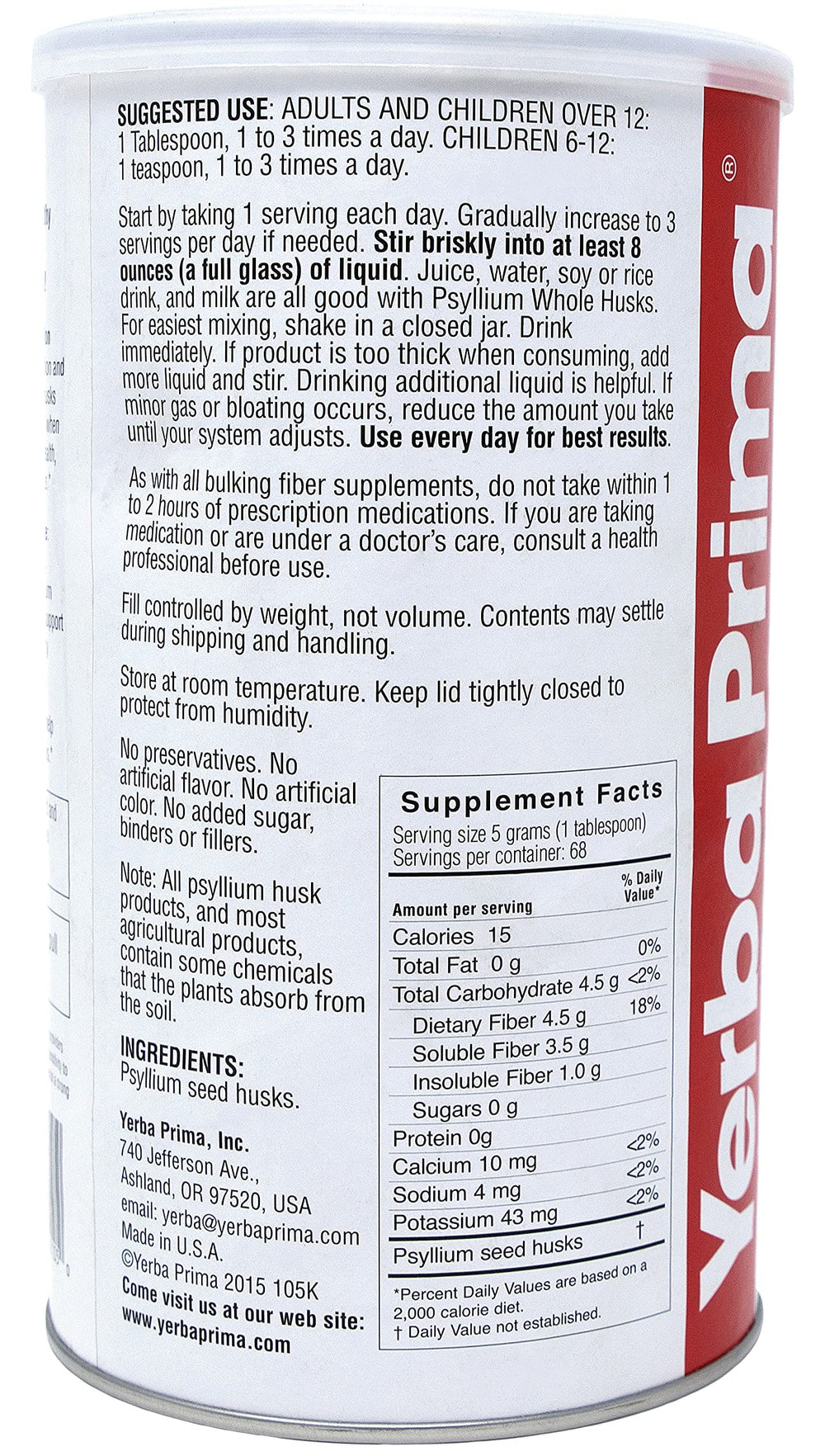 Yerba Prima Psyllium product displayed on shelf.