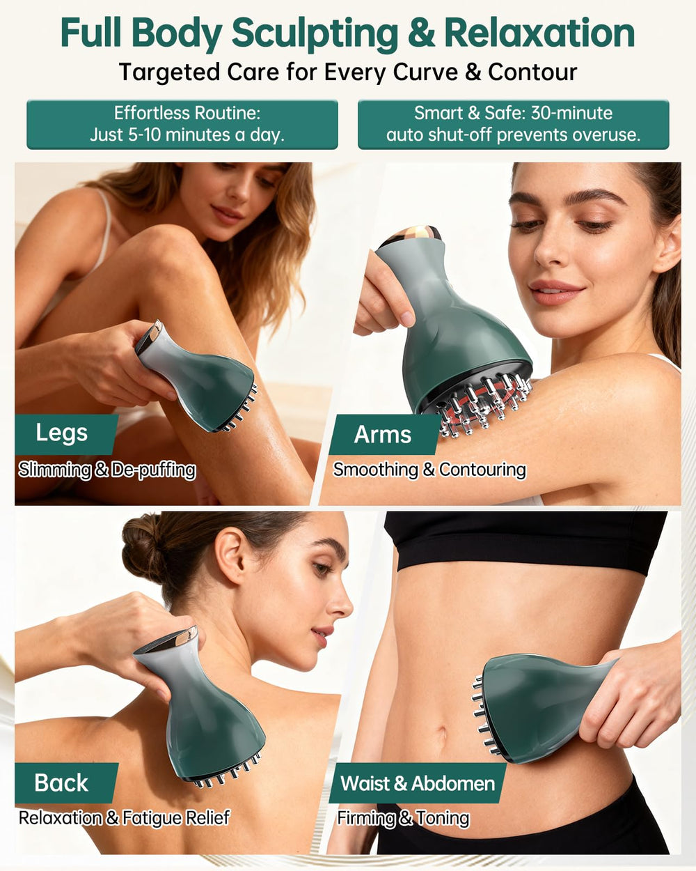 Yerepk lymphatic drainage massager heat therapy feature in action on skin