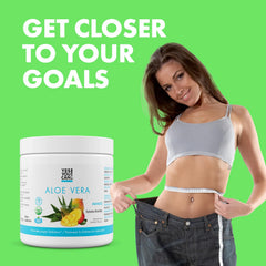 Yes You Can Aloe Vera powder packaging open with mango aroma and label visible.