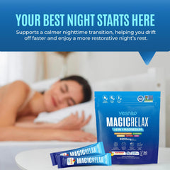Yesnap MAGICRELAX spoon pours powder for easy daily mood support.